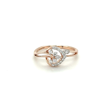 14k Rose Gold Twisted Band Diamond Flower Cluster...