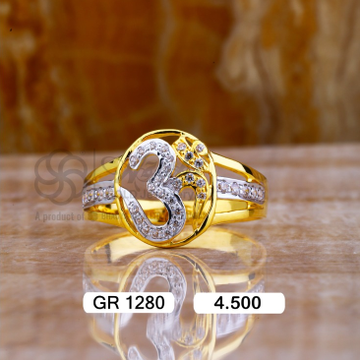 22K(916)Gold Gents Om Diamond Fancy Ring by Sneh Ornaments