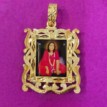 22kt.gold fancy sonal ma print pendant by Saurabh Aricutting