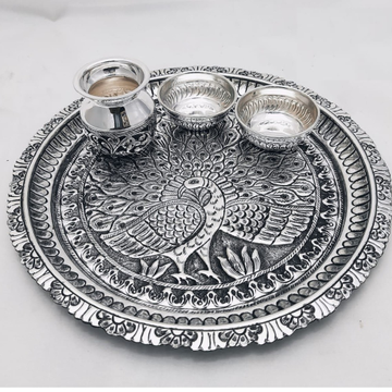 925 Pure Silver Antique Pooja Thali Set PO-263-16 by 