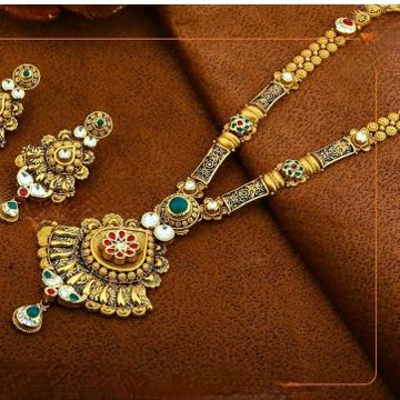 22K(916)Gold Ladies Antique Necklace Set by Sneh Ornaments