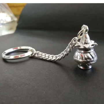 Silver kalash & nariyal keychain for  home key by 