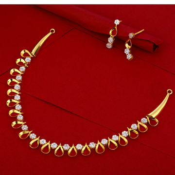916 Gold CZ Ladies Classic Necklace Set LN206