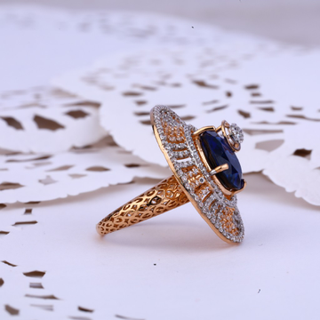 S and S Gold and Diamond - Blue Stone in 14kt. Yellow Gold Ring