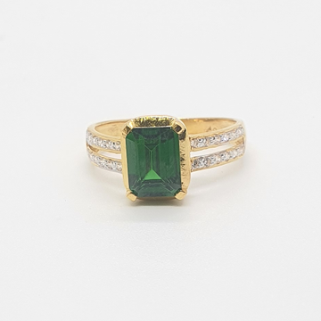 91.6 Gold Green Stone Ladies Ring by 