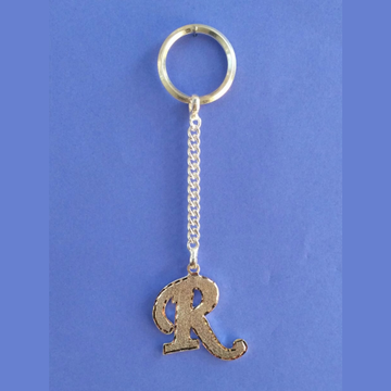 silver R initial Letter Alphabet keychain by 