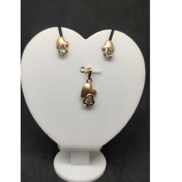 18K Ladies Fancy Rose Pendant Set
