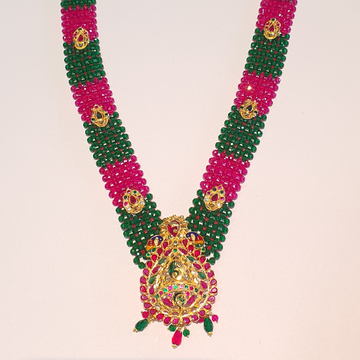 18.k Rajwadi Moti Peacock Necklace by 