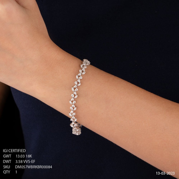 18K Gold Delicate Diamond Bracelet For Women