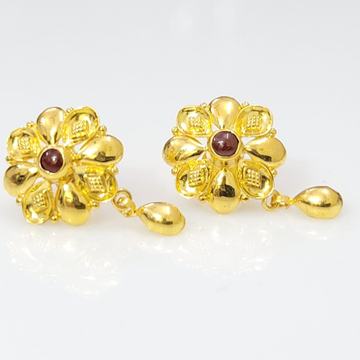 18k Yellow Gold Plain Classic Earrings by 