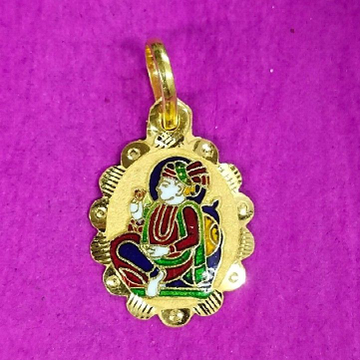 916 Gold God Sahajanand Mina Pendant by Saurabh Aricutting
