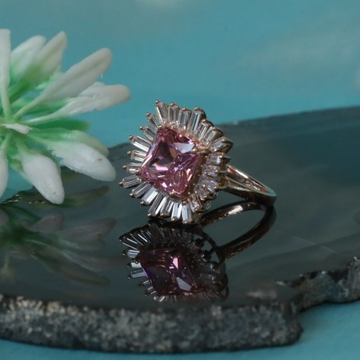 Sterling Silver Rose Gold Plated Marquise Finger R...