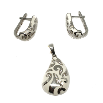 925 sterling silver white meenakari pendant set mg...