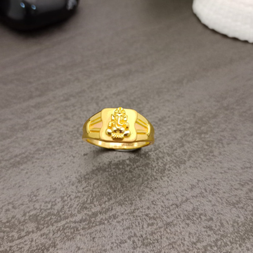 18k Gold Plain Ganeshji  Ring For Gents  by 