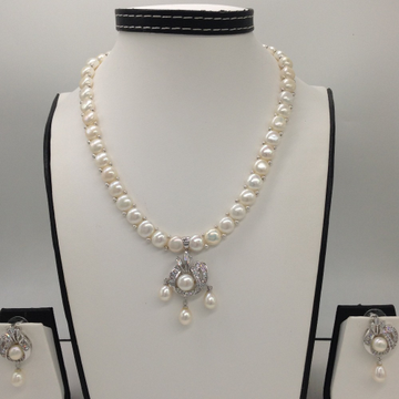 White cz and pearls pendent set with 1 line button mala jps0406