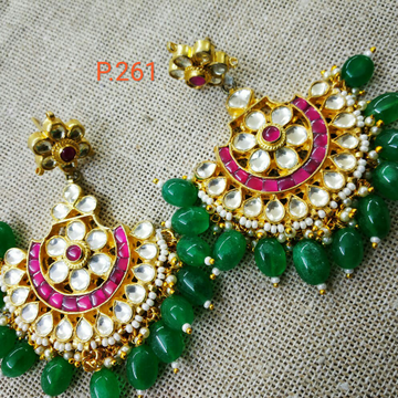 Chand bali with green beads