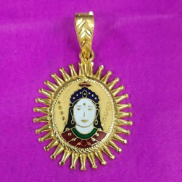 916 Gold Chehar Ma Mina Pendant by Saurabh Aricutting