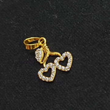 916 cz gold double heart valentine  pendant by Devika Art Jewellery