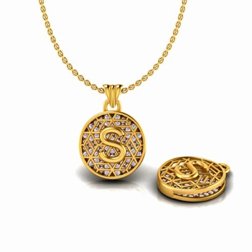 916 Gold S Alphabet Pendant Chain SO-P001 by S. O. Gold Private Limited