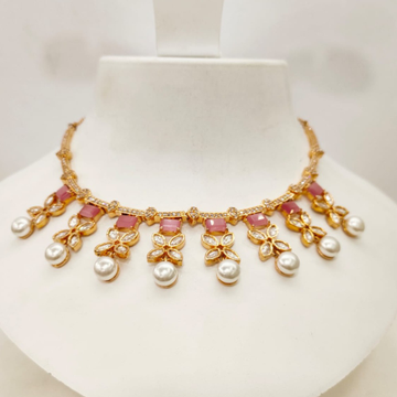 Hanging kundan with squere pink stone choker neckl...