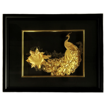24k Gold Foil Beautiful Peony Peacock MGA-AGE0339