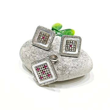 925 Silver Fancy Square Shape Pendant Set by 
