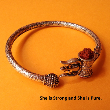 Puran hallmark silver Trishul kada Bangle with nat...