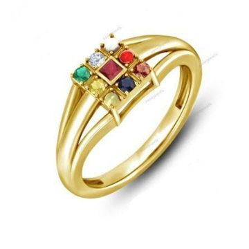 916 Hallmark Navratan Ring by Sangam Jewellers