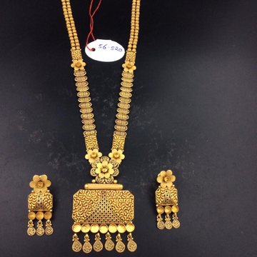 22k gold Square shape pendant long necklace set by Sneh Ornaments