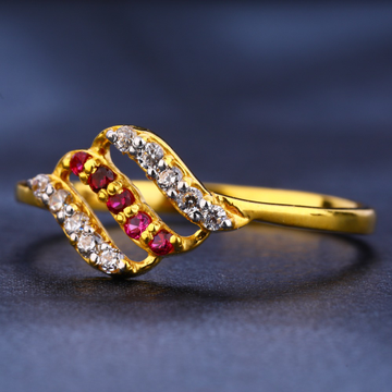 22CT CZ Gold Stylish Ladies Ring LR285