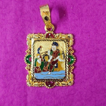 Antique 916 Gold Vahanvati Ma Mina Pendant by Saurabh Aricutting