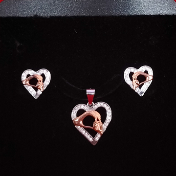 92.5 Silver Heart Shape Pendant Set by 