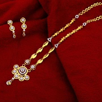 916 Gold CZ Exclusive Ladies Chain Necklace set CN...
