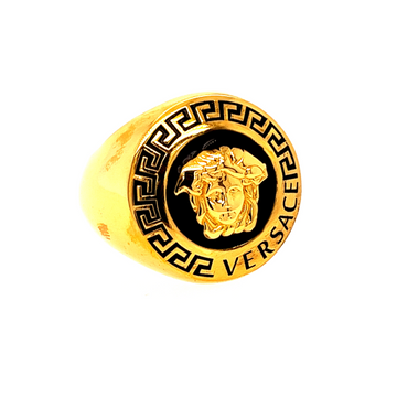 Versace Greek Key Design Diamond Ring In 18K White Gold, 0.07 Ctw Size 6.25  | Chairish