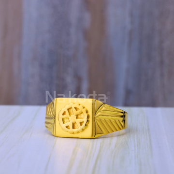 916 Gold Mens Stylish Plain Ring MPR276