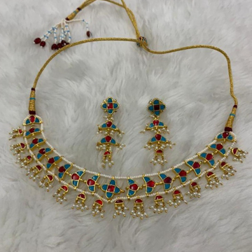 Imitation Colorful Stone Necklace With Earring  by 