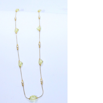 18KT Gold Delicate Chain with Green Stone For Ladi... by 