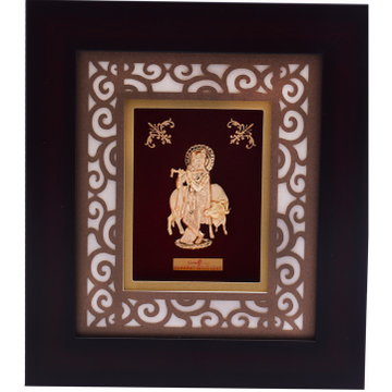 916 Gold Krishna With Cow Photo Frame AJ-11 by 