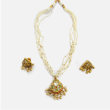 22KT Gold Antique Pearl Necklace Set RHJ-4894