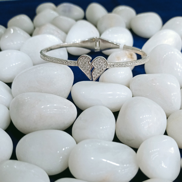 92.5 silver bracelet diamond half heart by Ghunghru Jewellers