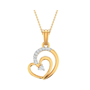 18K Gold Real Diamond Heart Designer Pendant MGA -...