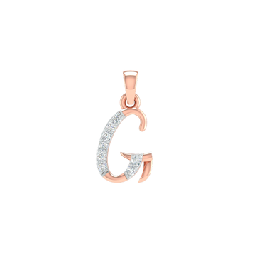 18K Rose Gold Real Diamond G Letter Pendant MGA -...