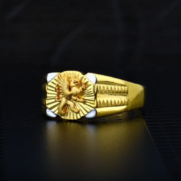 Mens 916 Gold Dragon Plain Cz Ring-MPR14