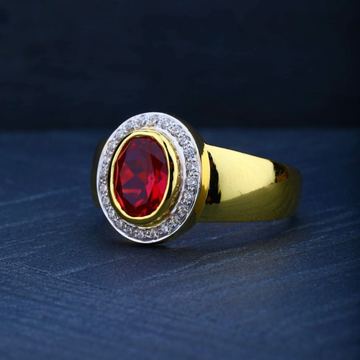 916 Gold Red Stone Gents Ring by R.B. Ornament