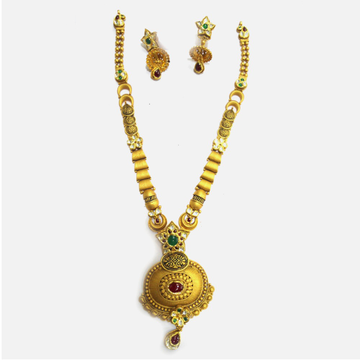 Buy quality 916 Gold Antique Long Necklace Set RHJ-6000 in Ahmedabad