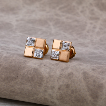Ladies 75 Rose Gold Square Fancy Earring -RE13