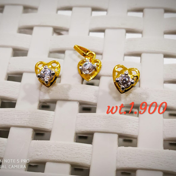 22KT yellow Gold Dil heart Shap Pendent Set for Wo...