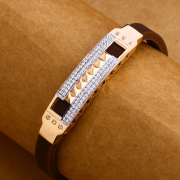 750 Rose Gold Hallmark Exclusive Leather Bracelet...