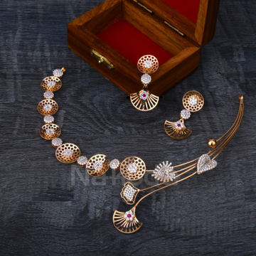 18KT Rose Gold CZ Fancy Ladies Necklace Set RN357