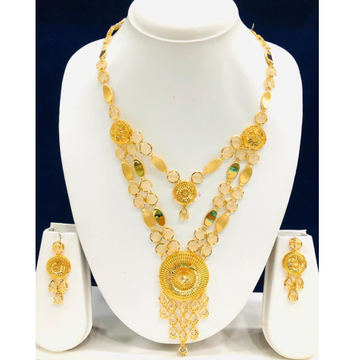 916 Gold Double Layer Long Necklace Set by 
